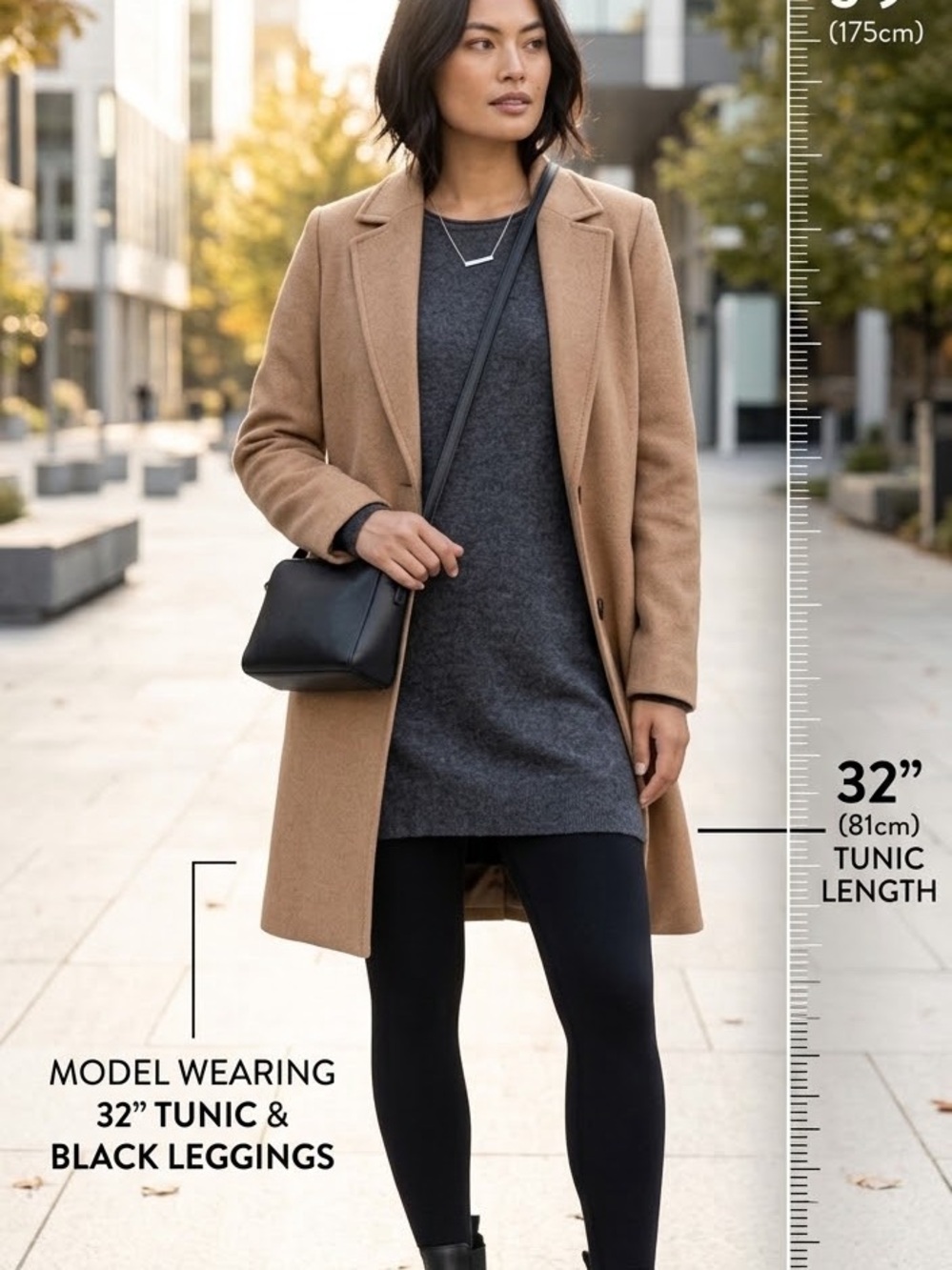Halogen Nordstrom Wool & Cashmere Blend Tunic / Sweater Dress Charcoal Gray M